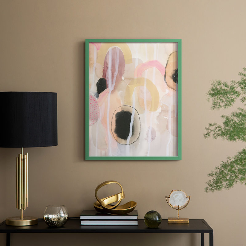 «Pink Avocados I», reproduction encadrée - bois massif, H 11 po x l 9 po, Cadre vert