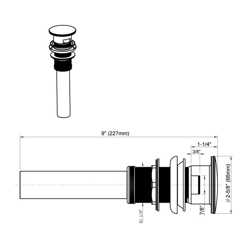 Pop-up Bathroom Sink Drain With Overflow, Brush Nickel