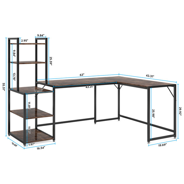 17 Stories Computer Desk with Storage Shelves & Reviews