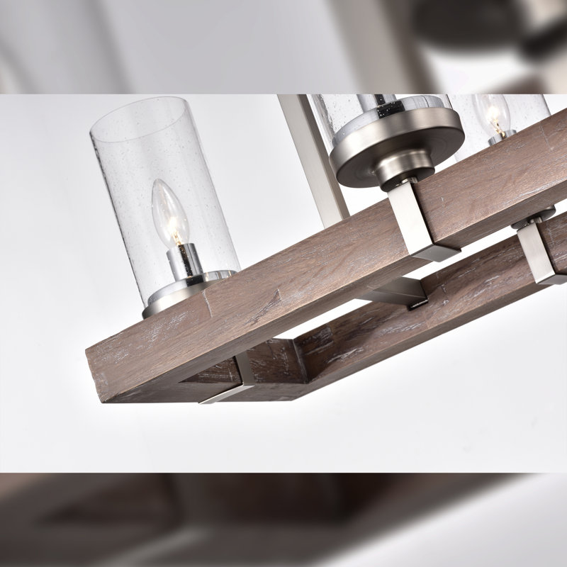 Messer 6 - Light Statement Rectangle Chandelier, Nickel/Driftwood