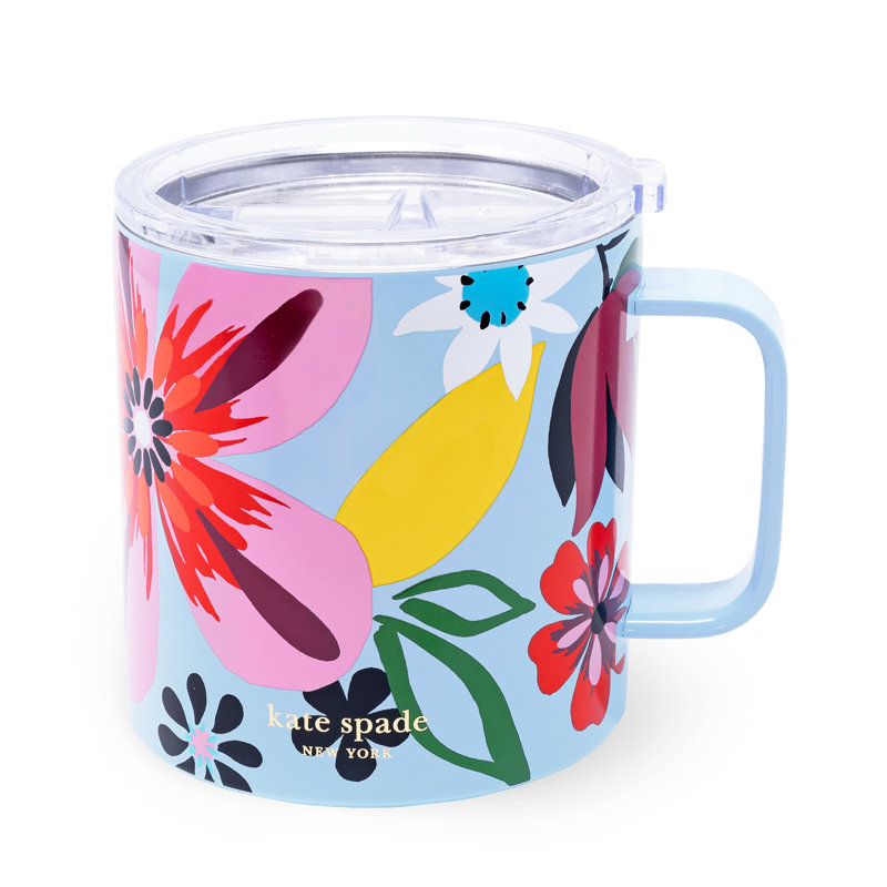 Tasse à café en acier inoxydable, motif floral Safari