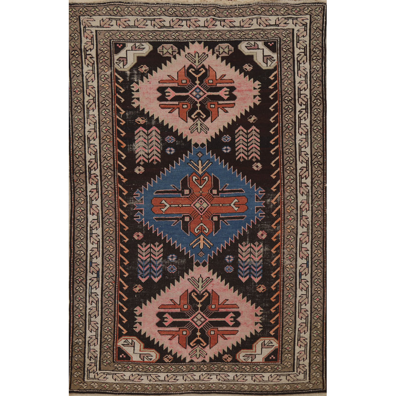 Antique Vegetable Dye Kazak Wool Accent Rug 4x5