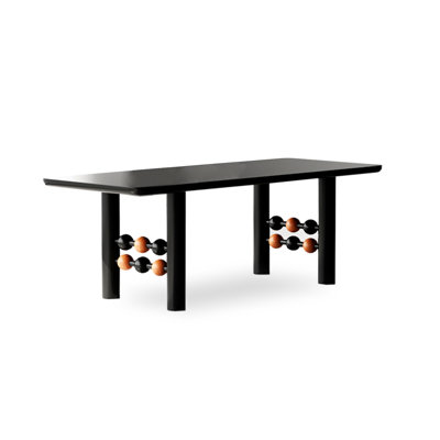 Ancient Chinese Style Black Solid Wood Rectangular Dining Table