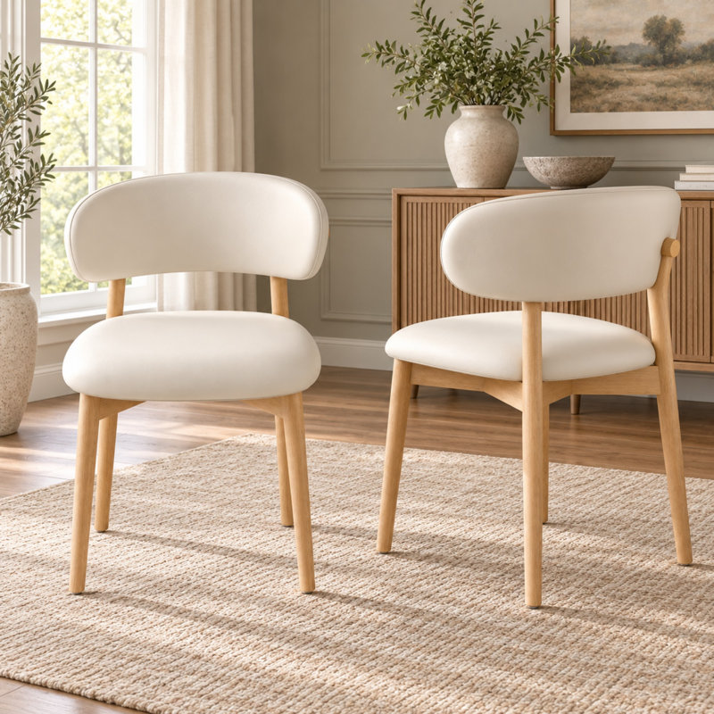 Bosvilt PU Leather Dining Chairs with Solid Wood Legs