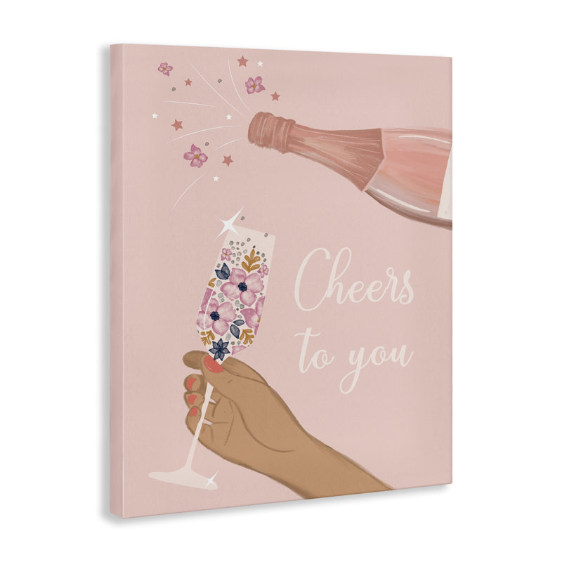 «Cheers To You Champagne», art mural sur toile par Chen Alyesh, H 20 po x l 16 po