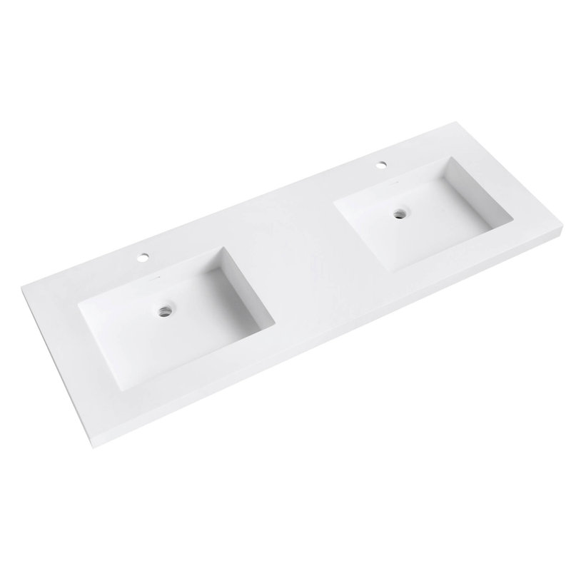 VersaStone 61-Inch Matte White Double Vanity Top