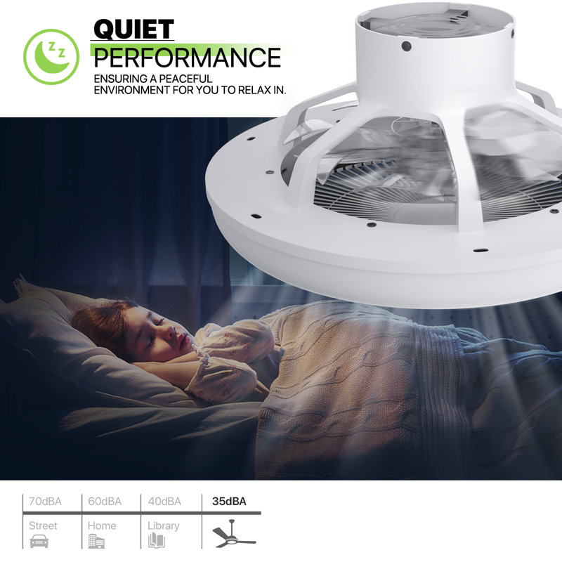 Ventilateur de plafond blanc avec lumières et ventilateurs de plafond à DEL à intensité variable avec haut-parleur Bluetooth 7 lumières DEL RVB 6 vitesses