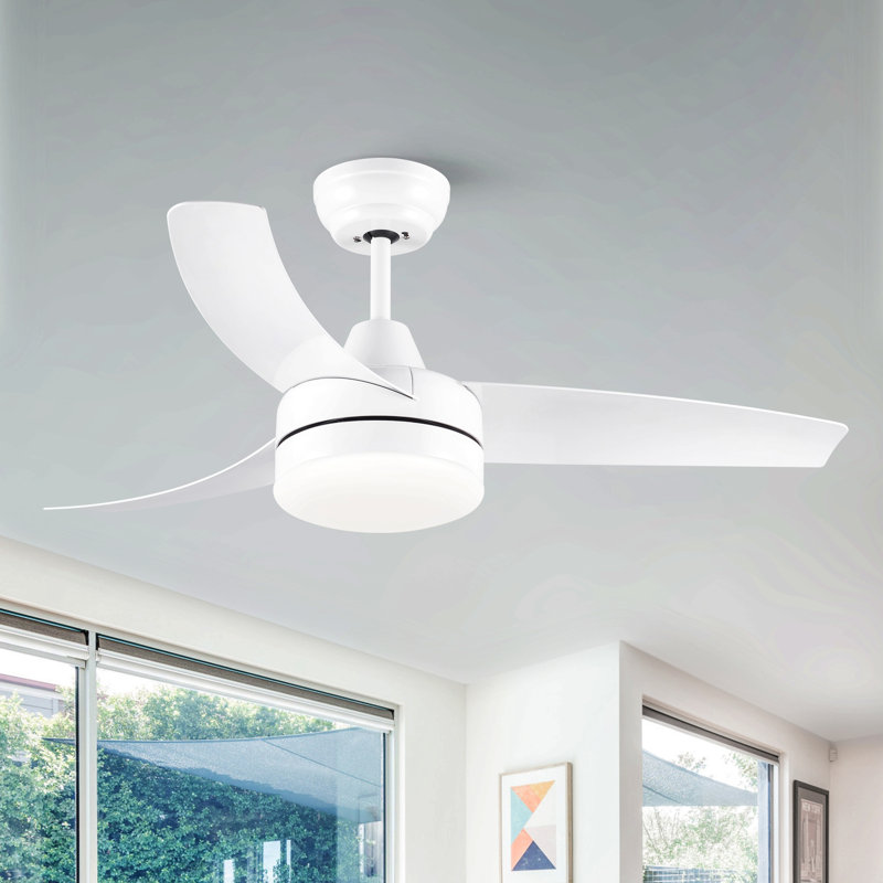 42 Inch Indoor White Ceiling Fan With Led Light