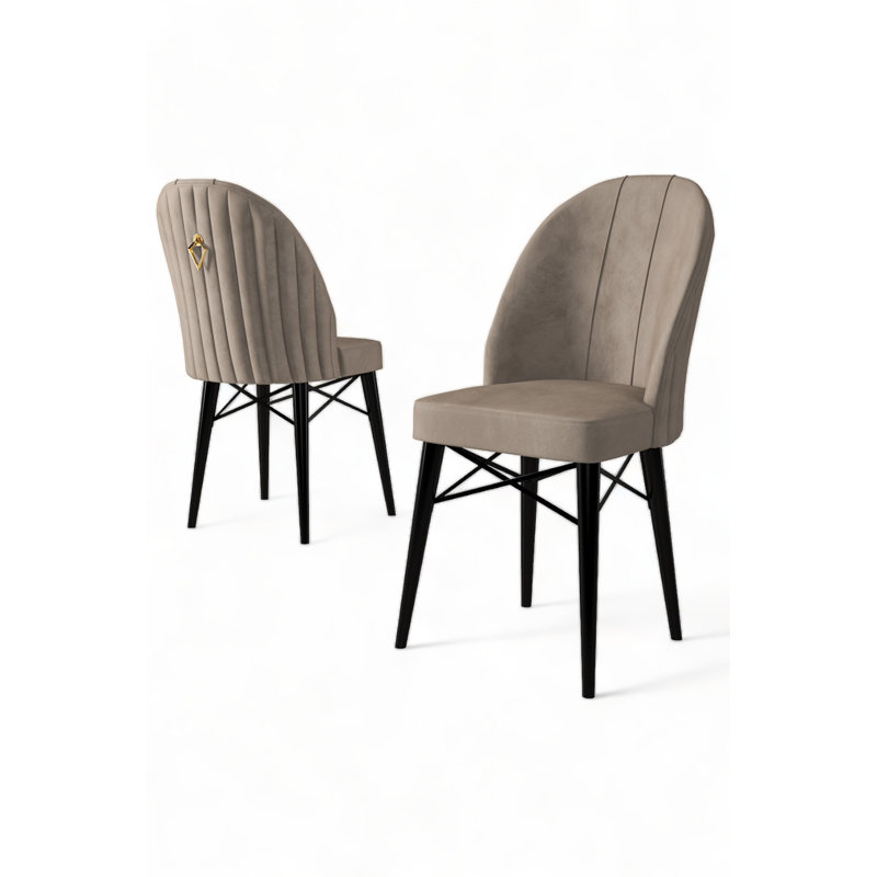 Ensemble de chaises modernes 6 pièces, cappuccino et noir | Cadre 100% métal, pieds en bois, 17,3 po x 37,8 po x 16,5 po | Tissu Babyface, dossier en mousse à 18 bandes et siège en mousse à 22 bandes | Élégant et confortable pour la salle à manger ou le bureau