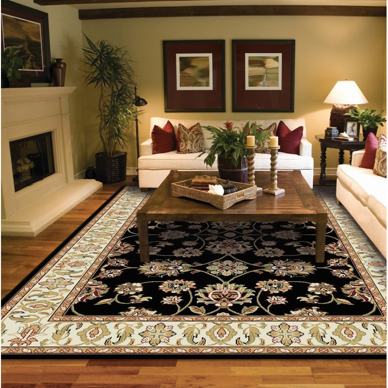 Tapis noir en laine Falgout, Rectangle 3 pi 10 po x 5 pi 3 po