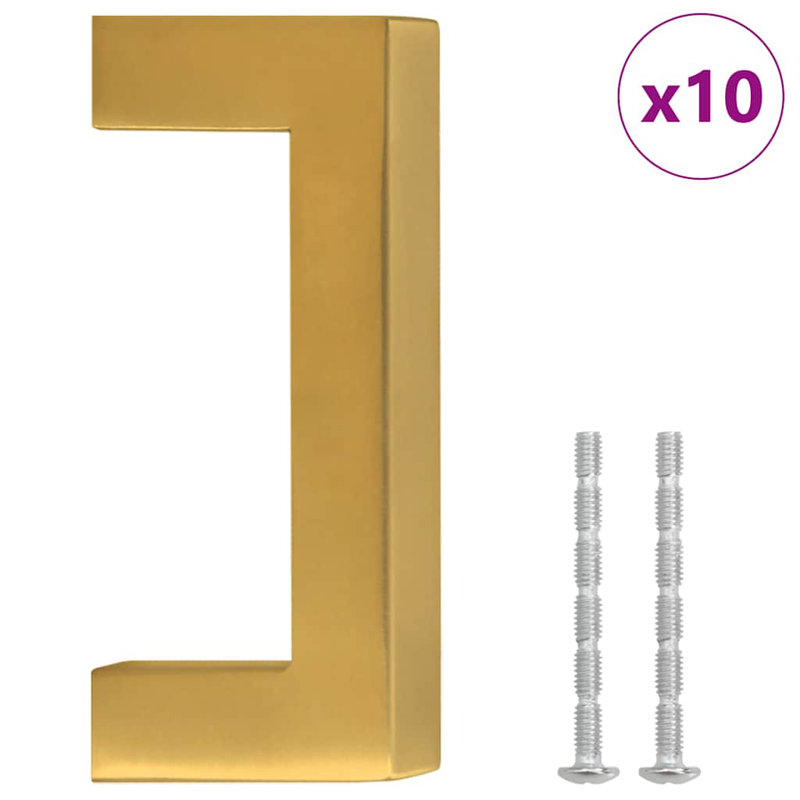 Metro Lane Cabinet Handles 10 Pcs Black 64 Mm Stainless Steel, 64mm, Gold