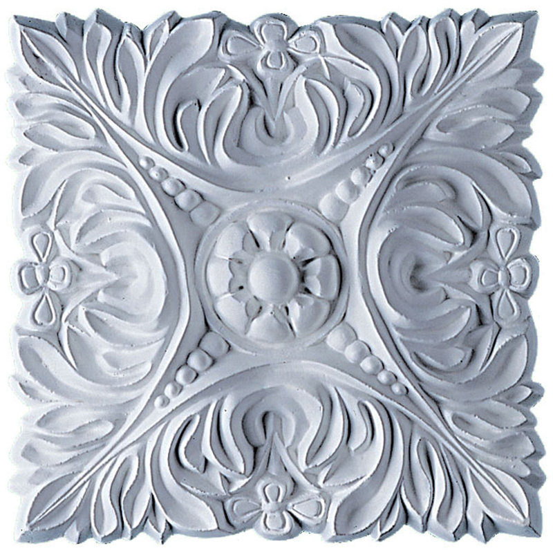 Feuille d'acanthe avec rosette H 6 1/8 po x l 6 1/8 po x P 3/4 po