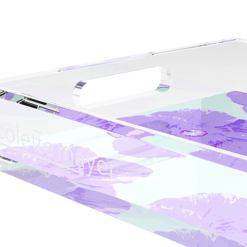 Hibiscus Acrylic Rectangle Decorative Tray, 2" H x 22.5" W x 14.5" D, Wander