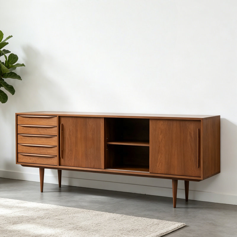 Meuble télé rétro brun, 33.07"H x 15.75"L x 70.87"W