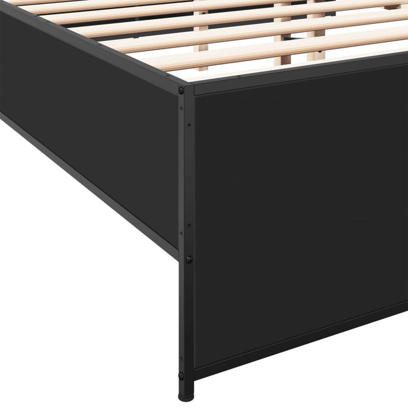 Vidaxl Bed Frame Engineered Wood And Metal, Black, 120 x 200cm