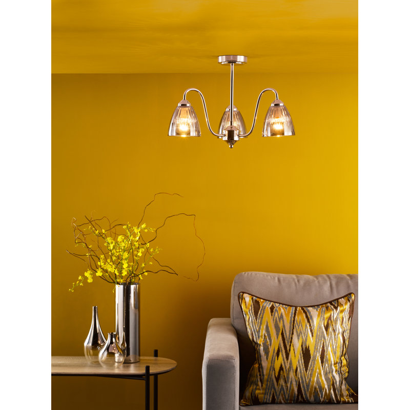 IZZY 6LT SEMI FLUSH GOLD CW CONFETTI GLS, Polished Nickel