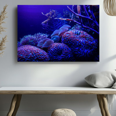 Abstrait océan corail abstrait vie marine sous-marine vibrante, reproduction d'art sur toile pour le salon, la chambre à coucher, le bureau, le couloir, le vestibule, le mur de la galerie et la décoration intérieure moderne