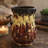 Decorative Flower Vase, 10 Inch Textured Red Cream And Brown Terracotta