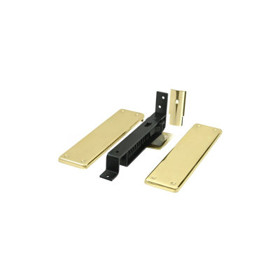 Deltana DASH95U3 Spring Hinge, Double Action w/ Solid Brass Cover Plates in Polished Brass