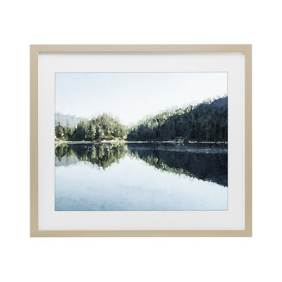 Blue Lake Reflections Framed Print Under Glass, design by Kim Curinga