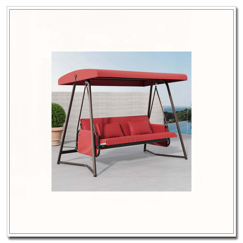 Balancelle d'extérieur en métal avec coussin réglable et baldaquin 3 places