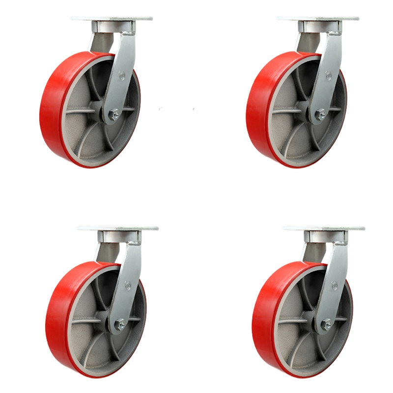 Ensemble de 4 roulettes robustes en polyuréthane avec verrous pivotants
