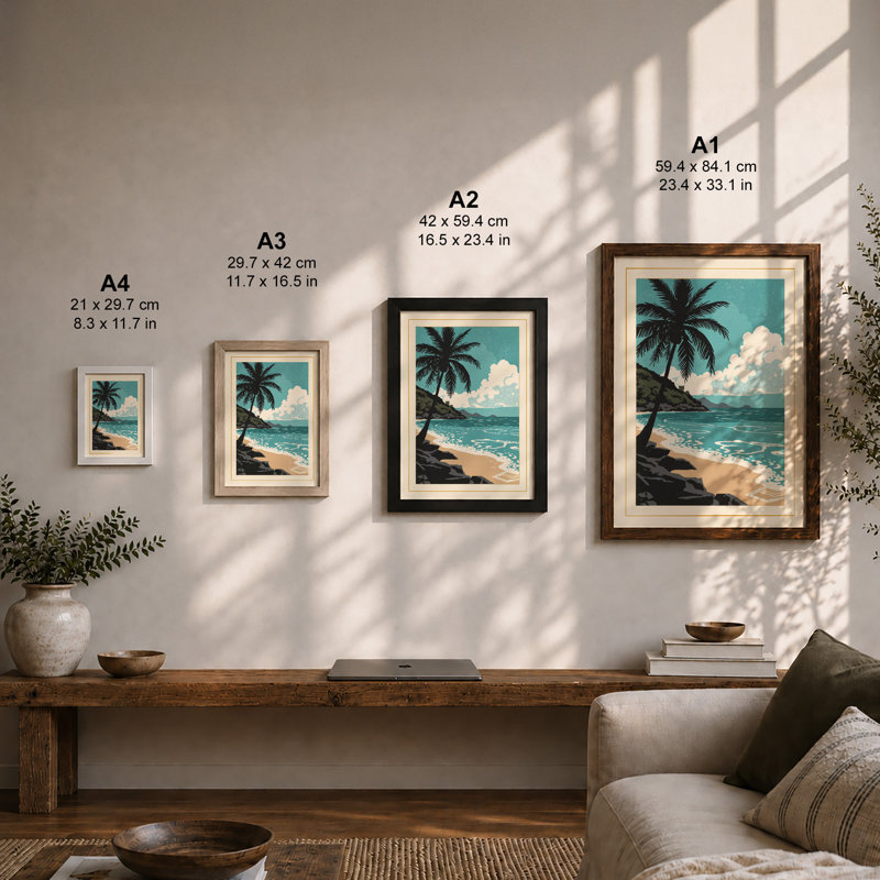 Tropical Palm At Dawn Coastal - Print, Unframed, A1 - 84.1 x 59.4 cm