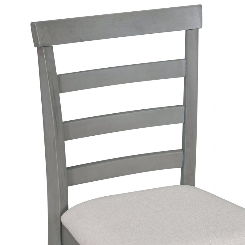 Ensemble de salle à manger 5 pièces multifonctionnel en bois d'hévéa à hauteur de comptoir avec chaises rembourrées et compartiment à vin intégré à 9 bars, porte-verres à vin
