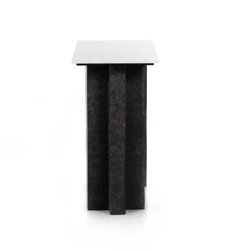 Terrell 51'' W Marble Console Table, White/Neutral