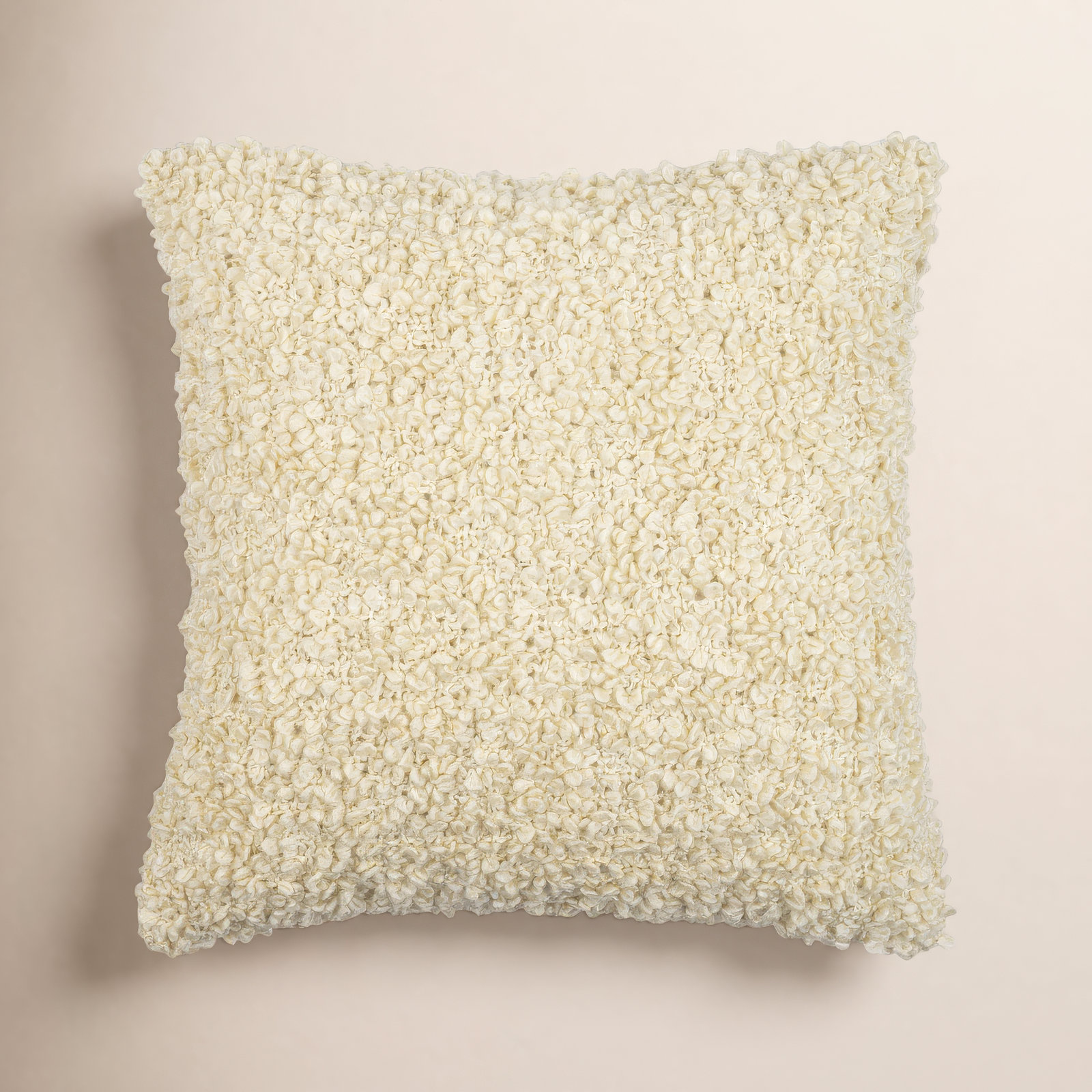 Anella Throw Square, 20"H x 20"W, Beige, Polyester/Polyfill