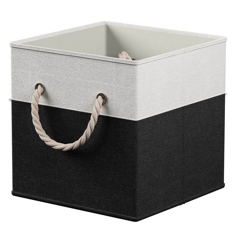 Boîte en tissu pliable et pliable, Blanc / noir