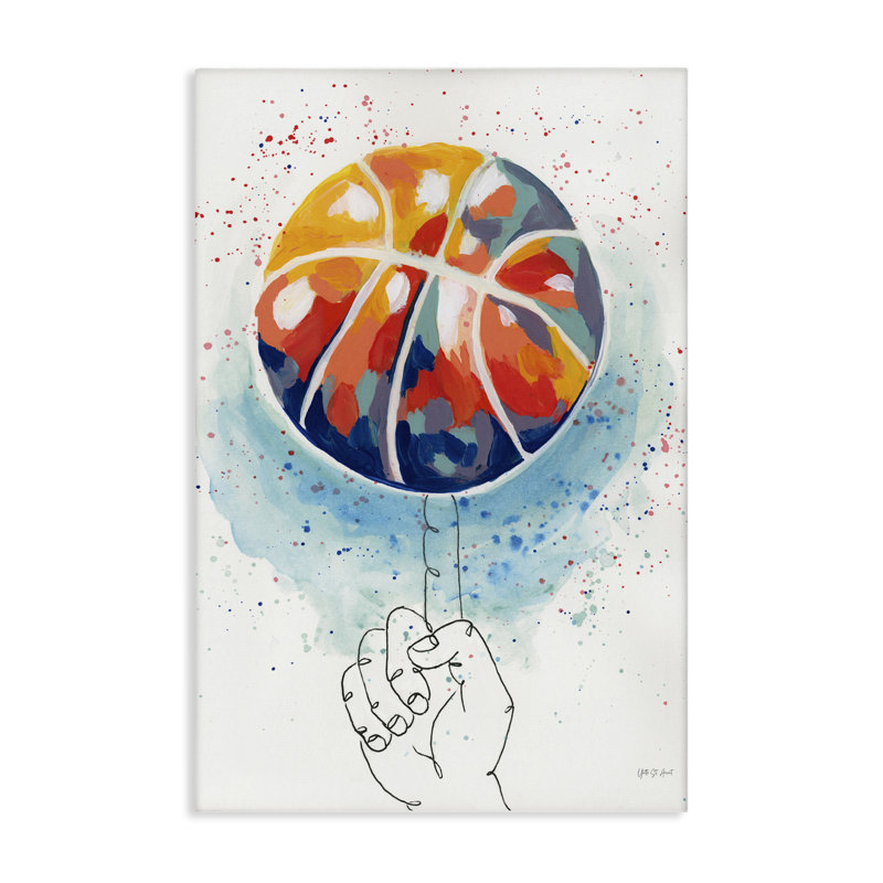  Art abstrait sur toile, "Abstract Basketball Trick" par Yvette St. Amant, H 45 po x l 30 po
