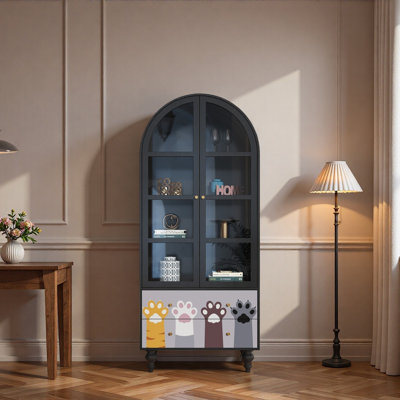 Vitrine en bois massif avec tiroirs