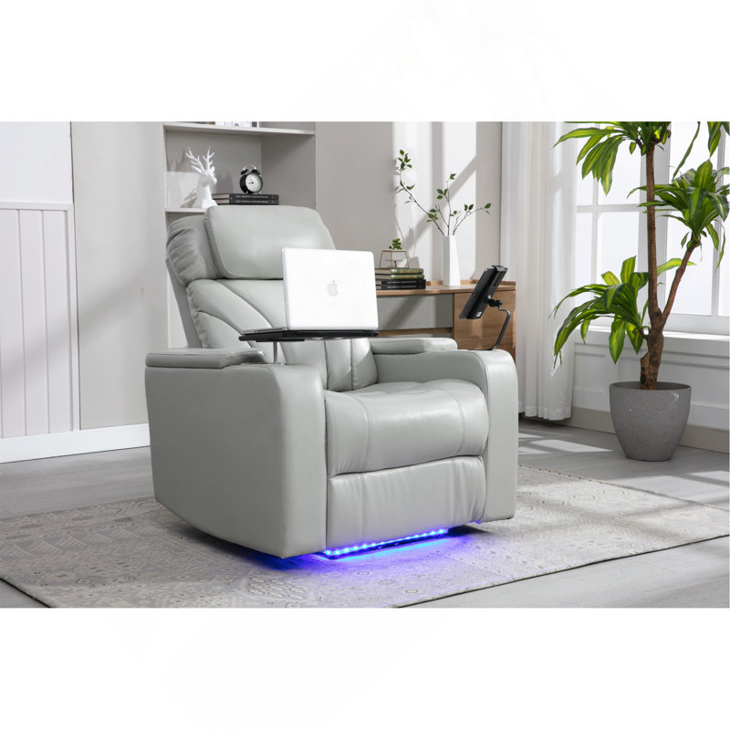 Fauteuil inclinable électrique Power Motion avec port de charge USB, rangement pour bras cachés, porte-gobelet pratique et haut-parleur Bluetooth