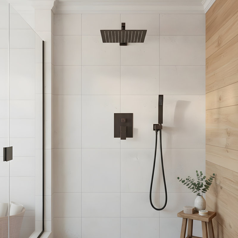 Shower System Shower Faucet Combo Set Wall Mounted with 10" Rainfall Shower Head and handheld shower faucet