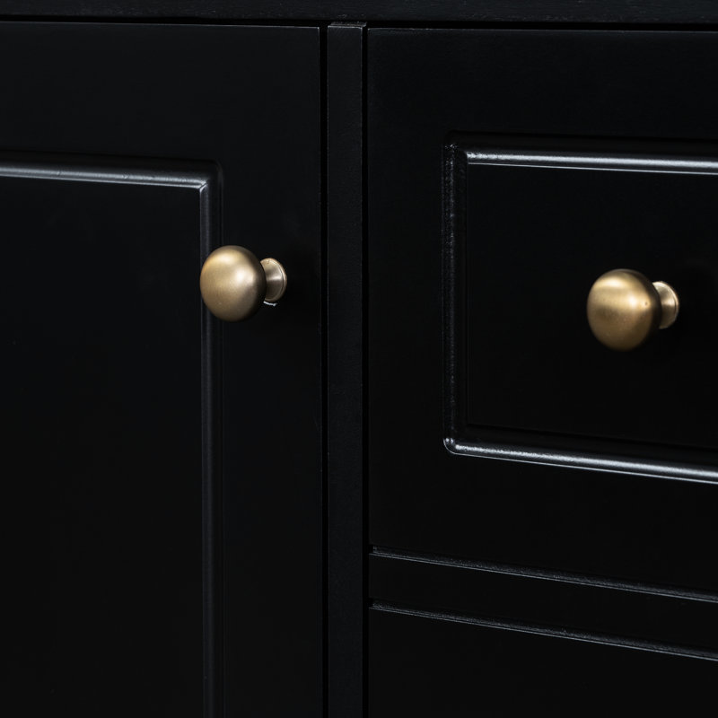 Meuble-lavabo noir avec lavabo, 30 po, corps robuste, porte à fermeture douce, une tablette de porte et 3 tiroirs à trois tiroirs