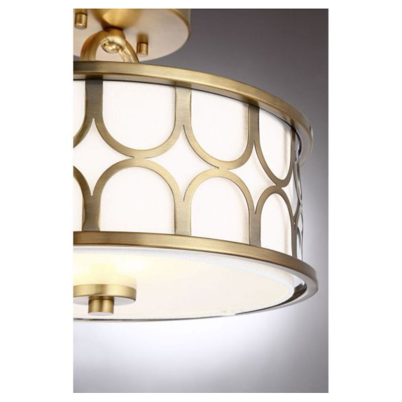 Plafonnier 2 lumières Meridian en laiton naturel, Laiton naturel