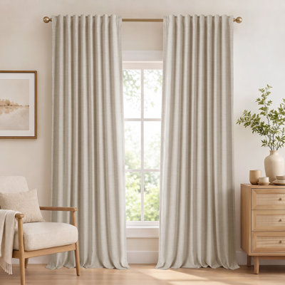 50" W Thermal 100% Blackout Linen Textured Curtain Panels (Set of 2)