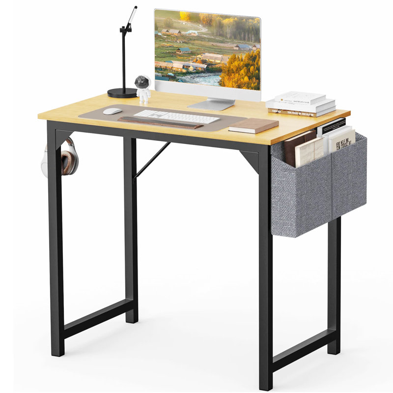 Petit bureau d'ordinateur de 40 pouces avec bureau d'écriture et bureau moderne simple avec sac de rangement et crochet pour la chambre à coucher