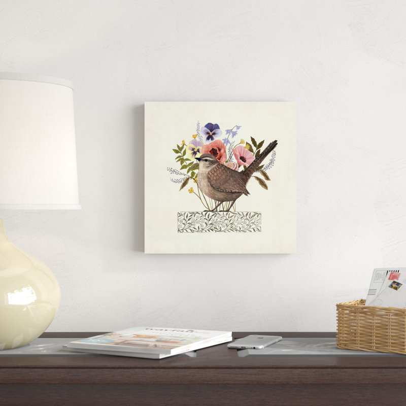 «Avian Collage I», peinture sur toile, H 12 po x l 12 po