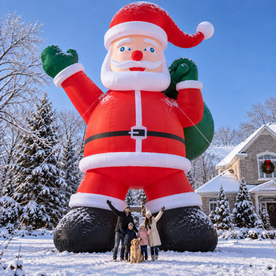 26ft Giant Inflatable Santa Claus In Chimney With Reindeer, Blow Up Large Chimney Santa With 680w Blower For Outdoor Christma Party Yard Decoration