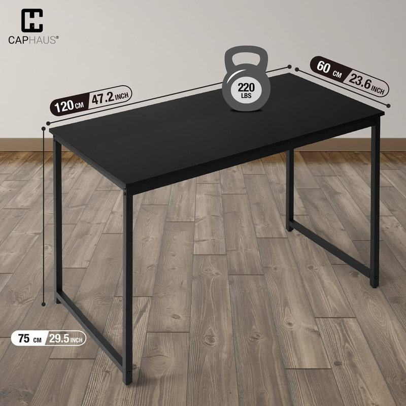 Black Modern Work Desk, Space-Saving Home Office Writing Desk, Multiple Options, 29.5" H x 47.2" W x 23.6" D