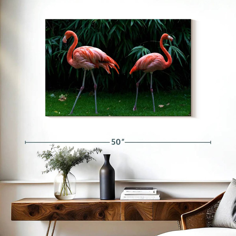 Deux flamants roses, H 26 po x l 39 po
