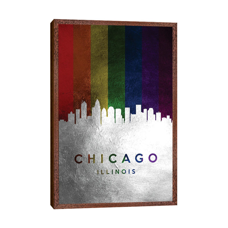 Chicago Illinois Spectrum Skyline 1 Piece Wall Art on Canvas, 66.04 cm H x 45.72 cm W, Classic Wood Framed