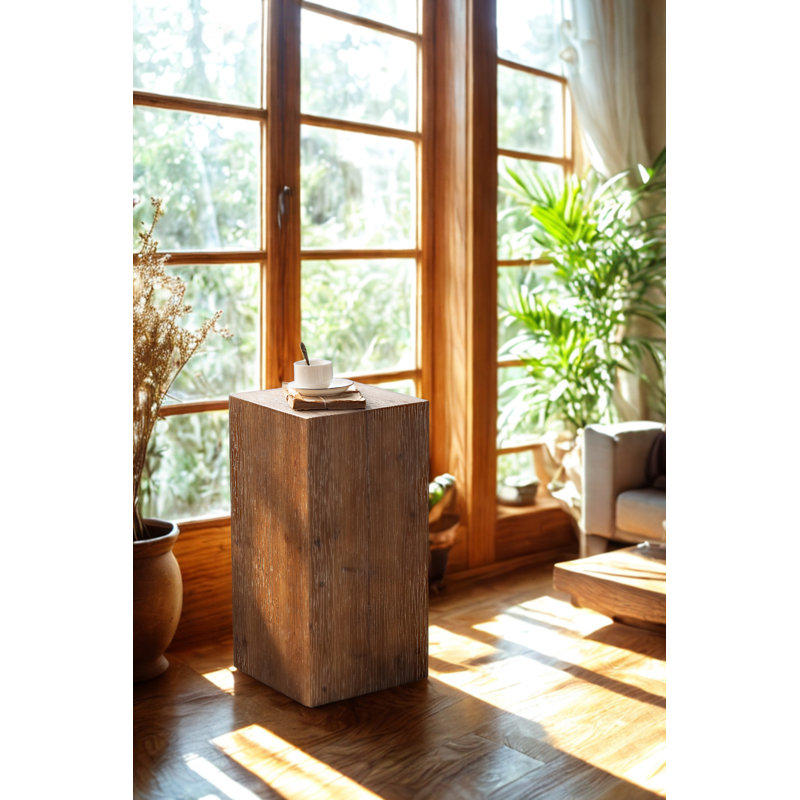 Table d'appoint carrée en bois naturel, H 23 po x l 11 po x P 11 po