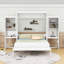 Grand lit escamotable en bois avec tablettes intégrées, bureau et coiffeuse-370894525