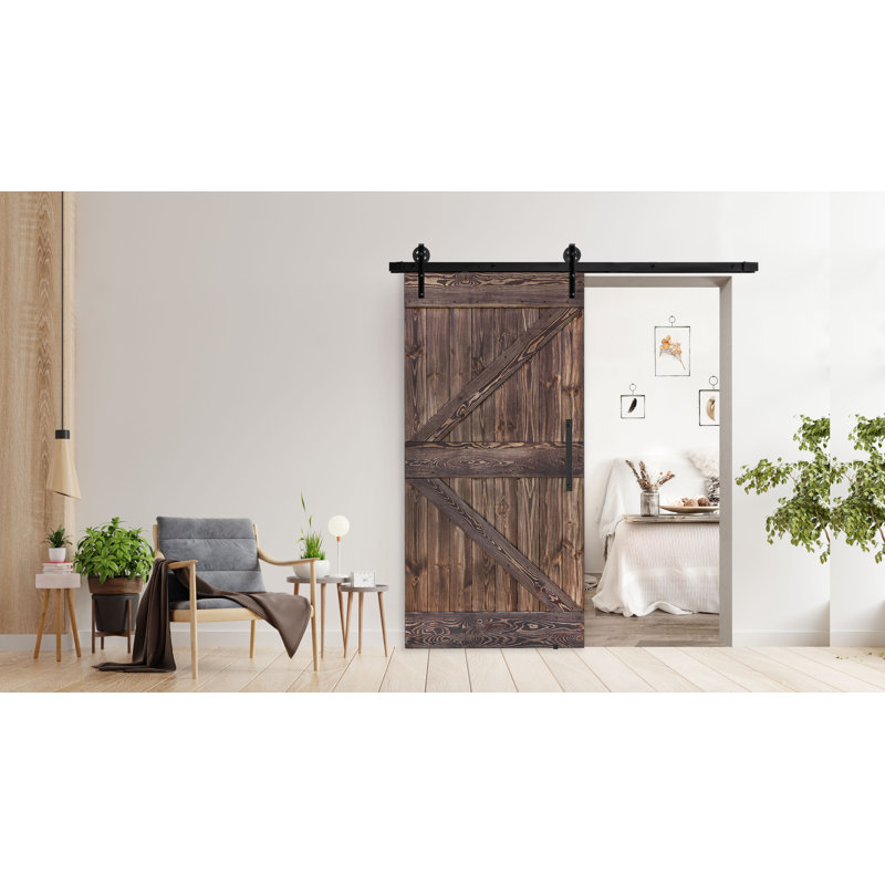 Russellton Solid Pine Sliding Door, Brown