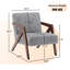 Fauteuil de bureau Mid-Century moderne rembourré avec structure en bois et assise large-630025057