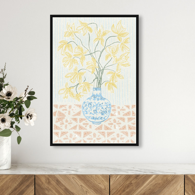 Yellow Iris Summer Print by Oliver Gal, 16"H x 11"W, Black Floater Frame