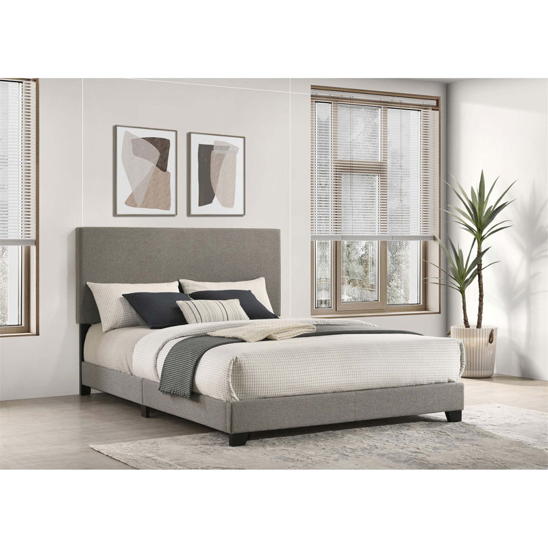 Structure de lit rembourrée en bois avec tête de lit rembourrée pour la chambre à coucher, combinant une construction robuste, un soutien confortable et un design moderne intemporel.